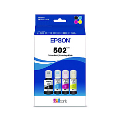 Epson T502120-BCS (502) Ink, 7,500/6,000 Page-Yield, Black/Cyan/Magenta/Yellow