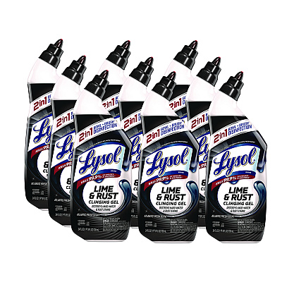 LYSOL Brand Disinfectant Toilet Bowl Cleaner w/Lime/Rust Remover, Wintergreen, 24 oz, 9/Carton (98013)