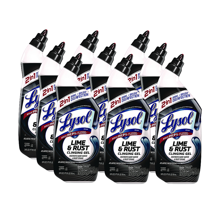 LYSOL Brand Disinfectant Toilet Bowl Cleaner w/Lime/Rust Remover, Wintergreen, 24 oz, 9/Carton (98013)