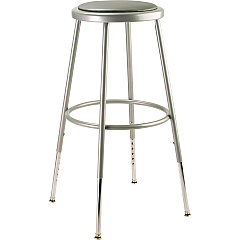 NPS 6400 Series Height Adjustable Heavy Duty Vinyl Padded Steel Stool, Supports 500 lb, 25" to 33" Seat Height, Gray Seat/Base (6424H)