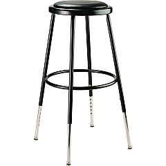 NPS 6400 Series Height Adjustable Heavy Duty Vinyl Padded Steel Stool, Supports 500 lb, 25" to 33" Seat Height, Black Seat/Base (6424H10)