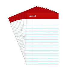 Universal Perforated Ruled Writing Pads, Narrow Rule, Red Headband, 50 White 5 x 8 Sheets, Dozen (UNV46300)