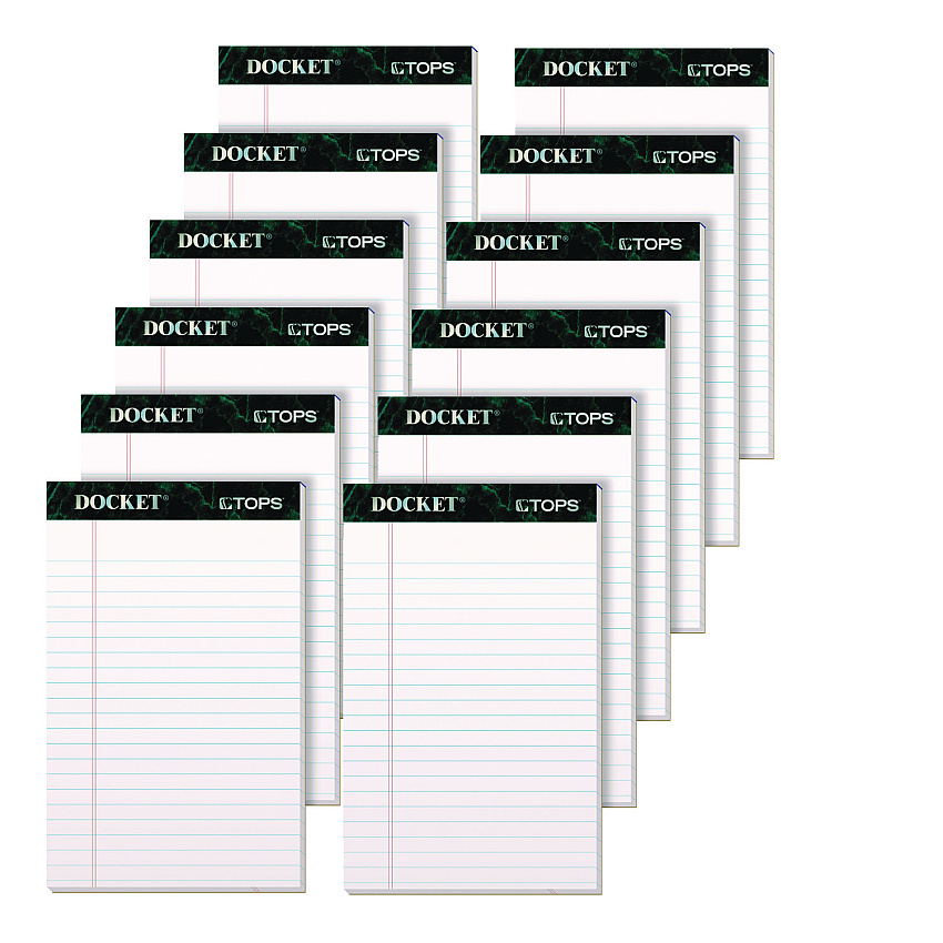 TOPS Docket Ruled Perforated Pads, Narrow Rule, 50 White 5 x 8 Sheets, 12/Pack (63360)