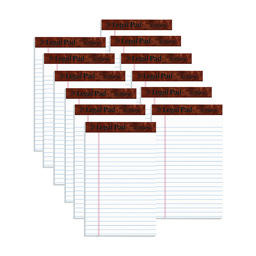 TOPS "The Legal Pad" Ruled Perforated Pads, Narrow Rule, 50 White 5 x 8 Sheets, Dozen (7500)
