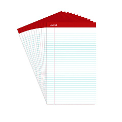 Universal Perforated Ruled Writing Pads, Wide/Legal Rule, Red Headband, 50 White 8.5 x 14 Sheets, Dozen (UNV45000)