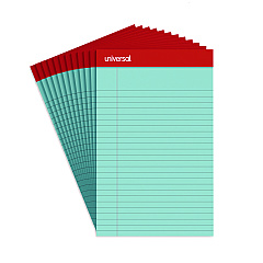 Universal Colored Perforated Ruled Writing Pads, Narrow Rule, 50 Blue 5 x 8 Sheets, Dozen (UNV35850)