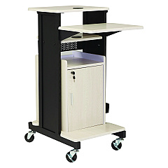 Oklahoma Sound Premium Plus Presentation Cart with Storage Cabinet, 18 x 30 x 40.5, Ivory/Black (PRC250)