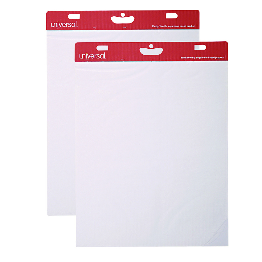 Universal Renewable Resource Sugarcane Based Easel Pads, Unruled, 27 x 34, White, 50 Sheets, 2/Carton (UNV45600)
