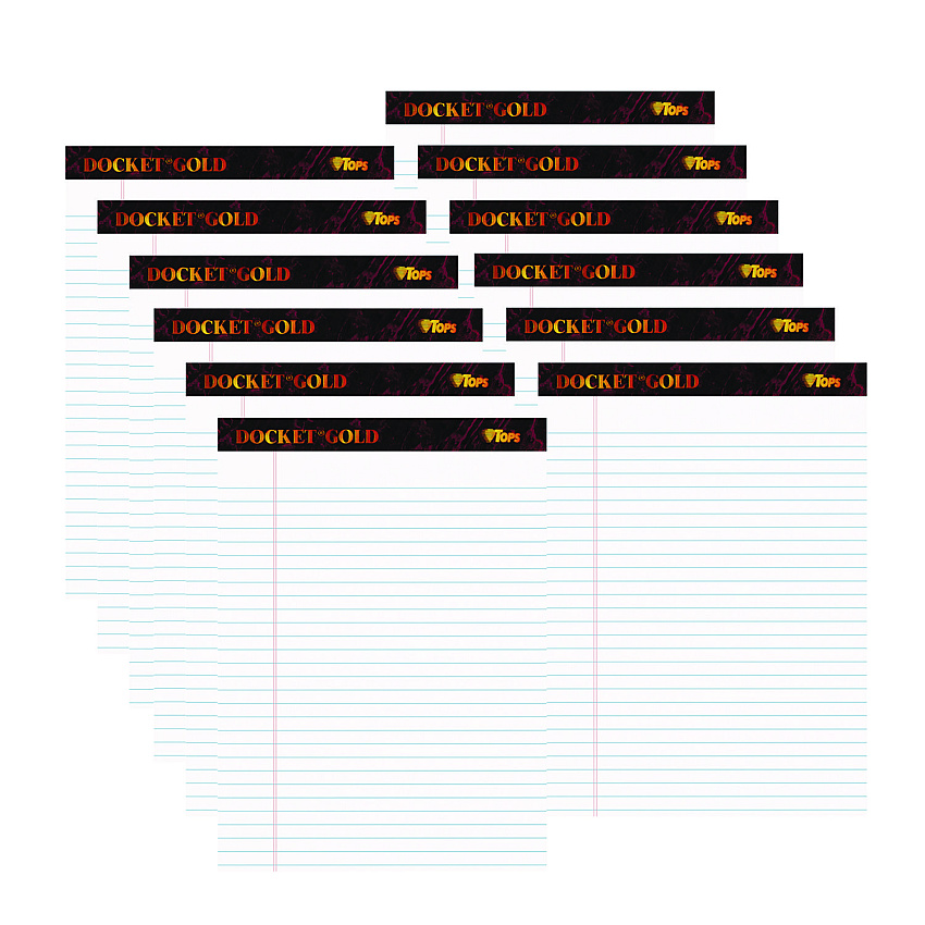 TOPS Docket Gold Ruled Perforated Pads, Wide/Legal Rule, 50 White 8.5 x 11.75 Sheets, 12/Pack (63960)