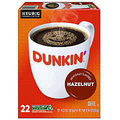 Dunkin Donuts K-Cup Pods, Hazelnut, 22/Box (1270)