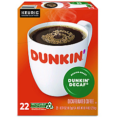 Dunkin Donuts K-Cup Pods, Dunkin' Decaf, 22/Box (1269)