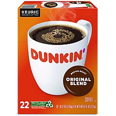 Dunkin Donuts K-Cup Pods, Original Blend, 22/Box (1267)