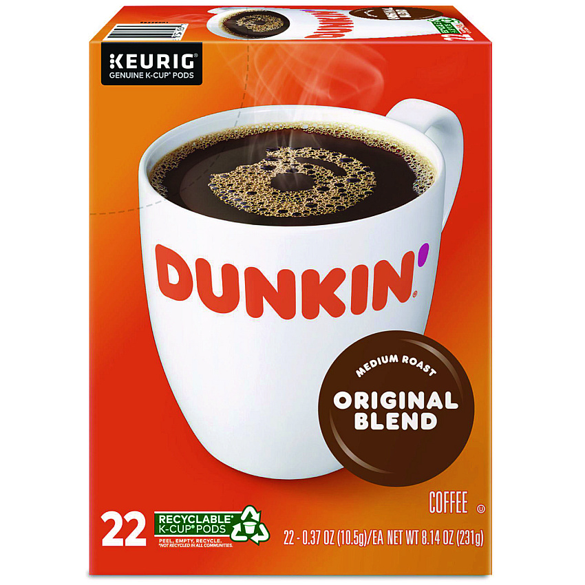 Dunkin Donuts K-Cup Pods, Original Blend, 22/Box (1267)