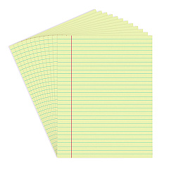 Universal Glue Top Pads, Wide/Legal Rule, 50 Canary-Yellow 8.5 x 11 Sheets, Dozen (UNV22000)