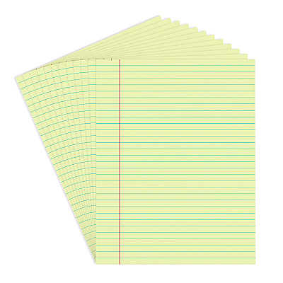 Universal Glue Top Pads, Wide/Legal Rule, 50 Canary-Yellow 8.5 x 11 Sheets, Dozen (UNV22000)