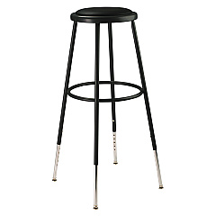 NPS 6400 Series Height Adjustable HD Vinyl Padded Steel Stool, Supports 500 lb, 30.5" to 38.5" Seat Height, Black Seat/Base (6430H10)