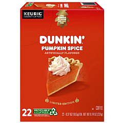 Dunkin Donuts K-Cup Pods, Pumpkin Spice, 22/Box (7596)