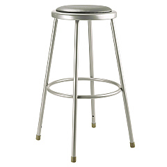 NPS 6400 Series Fixed Height Heavy Duty Vinyl Padded Steel Stool, Backless, Supports 500 lb, 30" Seat Height, Gray Seat/Base (6430)