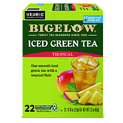 Bigelow Tropical Iced Green Tea, K-Cup, 0.10 oz, 22/Box (2870)