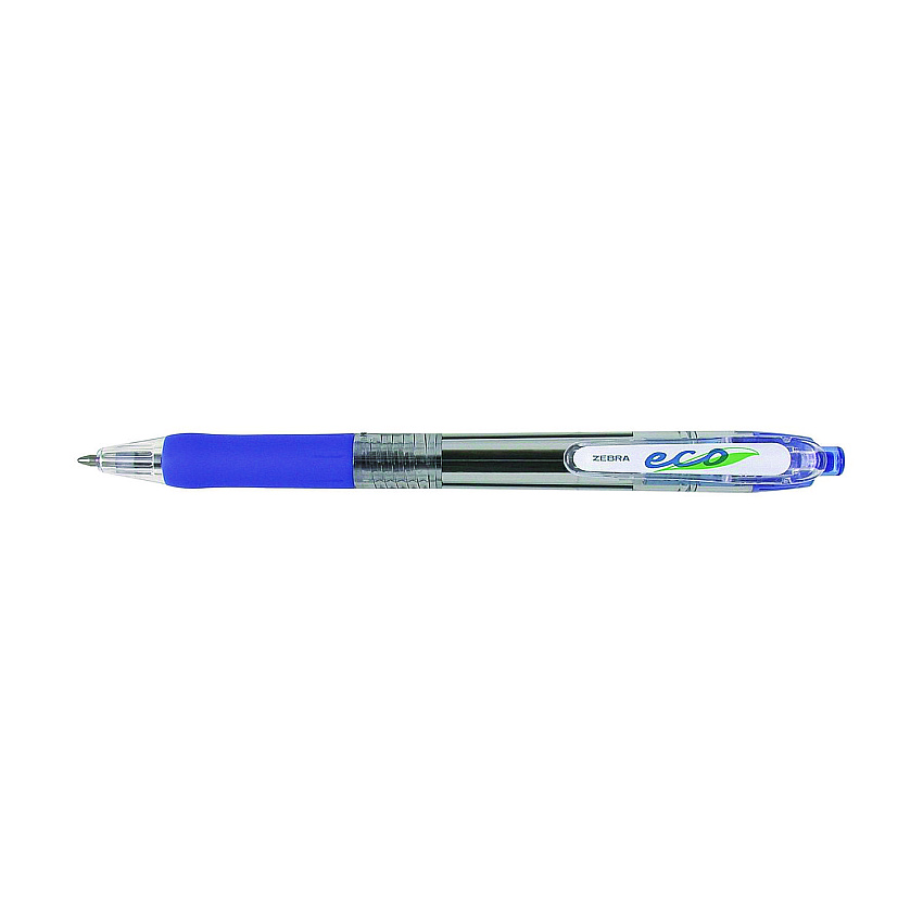 Zebra ECO Jimnie Clip Ballpoint Pen, Retractable, Medium 1 mm, Blue Ink, Translucent Blue Barrel, 12/Pack (22520)