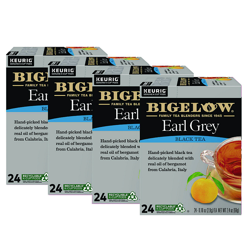 Bigelow Earl Grey Tea K-Cup Pack, 24/Box, 4 Box/Carton (6082CT)