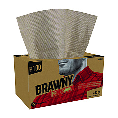 Brawny All Purpose Wipers, 1-Ply, 9 x 10.25, Brown, 250 Wipers/Box, 24 Boxes/Carton (29246)