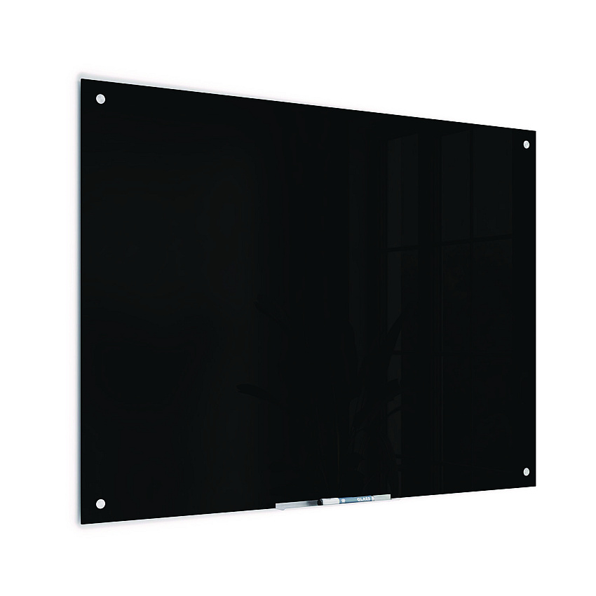 U Brands Glass Dry Erase Board, 48 x 36, Black Surface (171U0001)