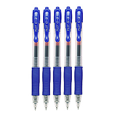 Pilot G2 Premium Gel Pen, Retractable, Extra-Fine 0.5 mm, Blue Ink, Smoke/Blue Barrel, 5/Pack (31298)