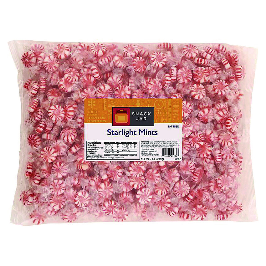 Snack Jar Starlight Mints, Individually Wrapped, 5 lb Bag, Approximately 425 Pieces/Bag (MYS23909)
