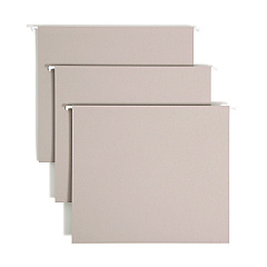 Smead TUFF Extra Capacity Hanging File Folders with Easy Slide Tab, 2" Capacity, Letter, 1/3-Cut Tabs, Steel Gray, 18/Box (64240)