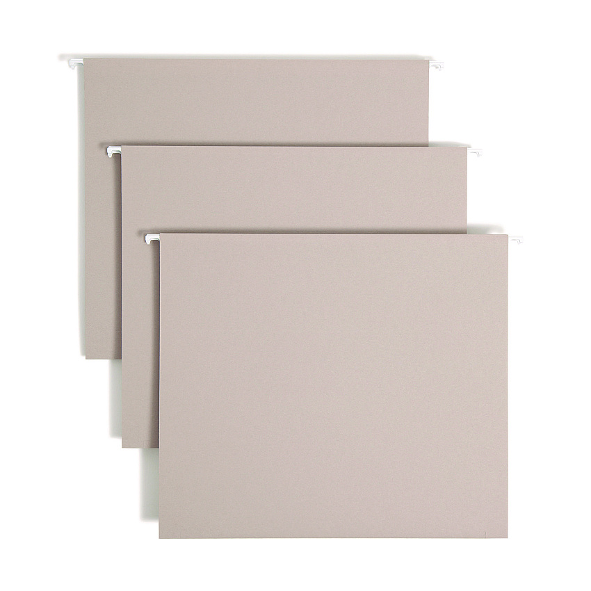 Smead TUFF Extra Capacity Hanging File Folders with Easy Slide Tab, 2" Capacity, Letter, 1/3-Cut Tabs, Steel Gray, 18/Box (64240)