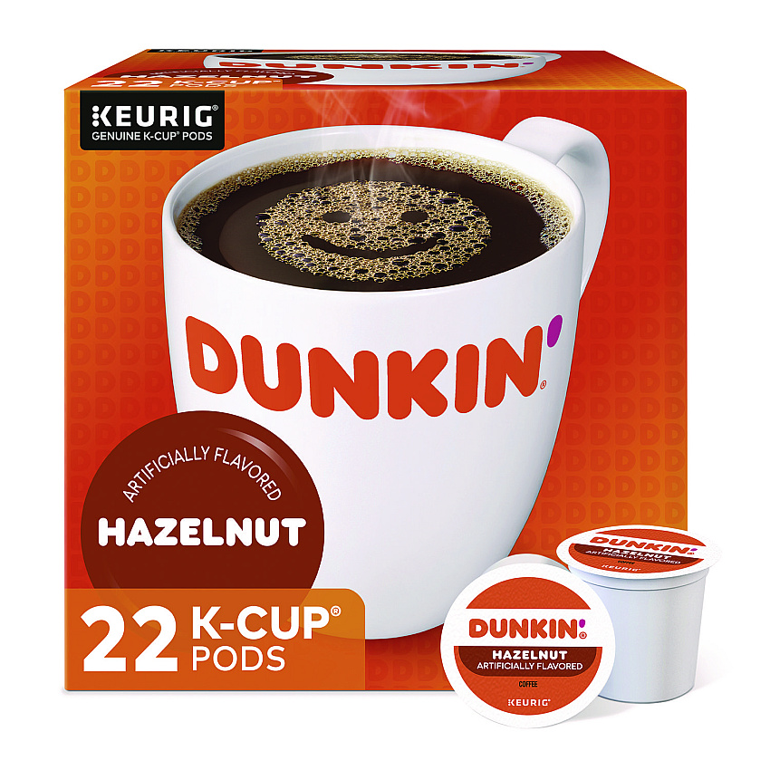 Dunkin Donuts K-Cup Pods, Hazelnut, 24/Box (0848)