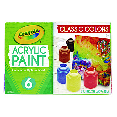 Crayola Acrylic Paint Set, Six Assorted Classic Colors, 2 oz Bottles, 6/Box (1388272)