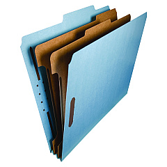 Smead Recycled Pressboard Classification Folders, 2" Expansion, 2 Dividers, 4 Fasteners, Letter Size, Blue Exterior, 10/Box (14021)