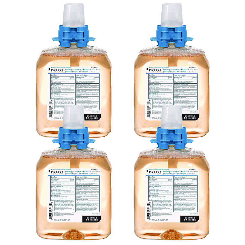 PROVON Foam Antimicrobial Handwash, Moisturizer, FMX-12 Dispenser, Light Fruity, 1,250 mL Refill, 4/Carton (518604CT)