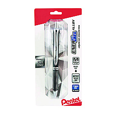 Pentel EnerGel Alloy RT Gel Pen, Retractable, Medium 0.7 mm, Black Ink, Black/Aluminum Barrel (BL407ABPA)