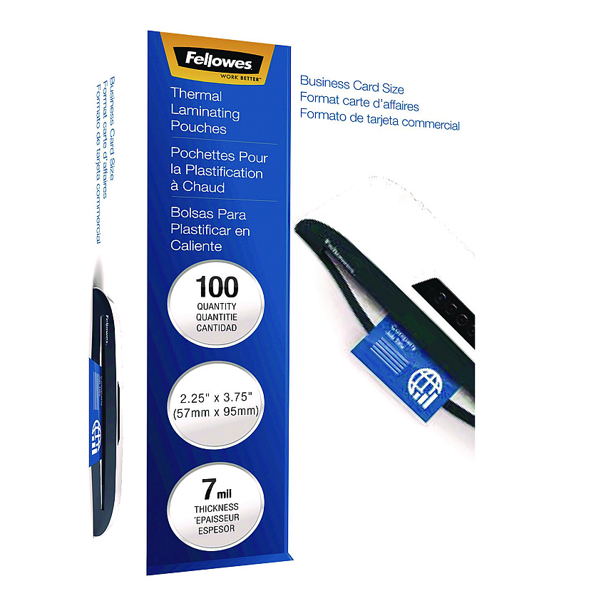 Fellowes Laminating Pouches, 7 mil, 3.75" x 2.25", Clear Gloss, 100/Pack (52059)