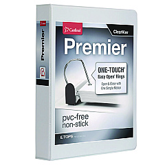 Cardinal Premier Easy Open ClearVue Locking Slant-D Ring Binder, 3 Rings, 2" Capacity, 11 x 8.5, White (10320)