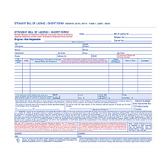 Adams Bill of Lading - Short Form for Up to Ten Articles, Three-Part Carbonless, 8.5 x 6.94, 50 Forms Total (9013)