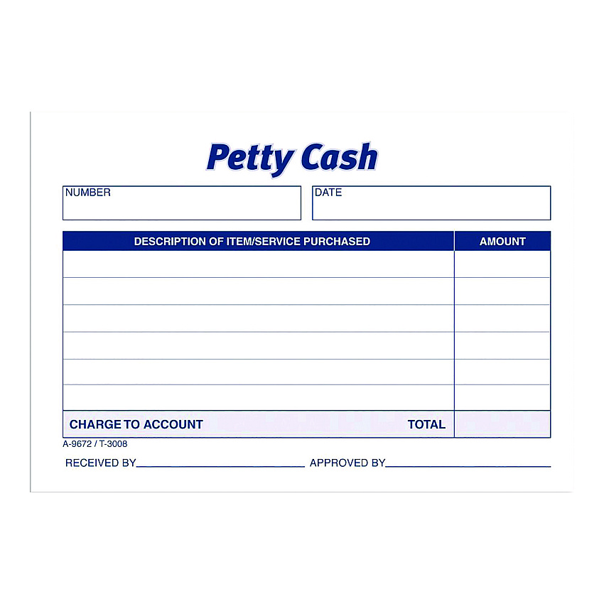 Adams Petty Cash Receipts, One-Part (No Copies), 5 x 3.5, 50 Receipts/Pad, 12 Pads/Pack (9672ABF)