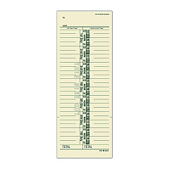 Adams Time Cards for Acroprint, Amano and Lathem Time Clocks, One-Sided, 3.38" x 9", 200/Pack (9656200)