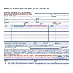Adams Bill of Lading - Short Form for Up to Ten Articles, Three-Part Carbonless, 8.5 x 6.94, 250 Forms Total (B3876)