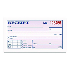 Adams Money/Rent Receipt Book, Two-Part Carbonless, 4.88 x 2.75, 50 Forms Total (DC2501)