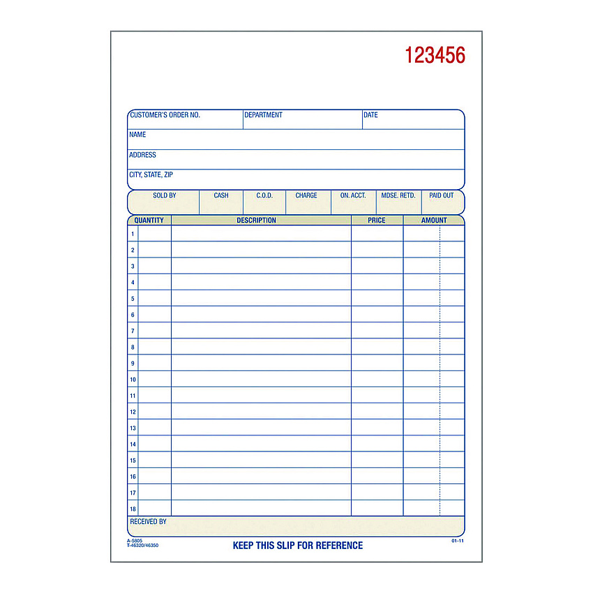 Adams Multipart Sales Order Pad, Two-Part Carbonless, 5.56 x 7.94, 50 Forms/Pad, 10 Pads/Box (DC580510)