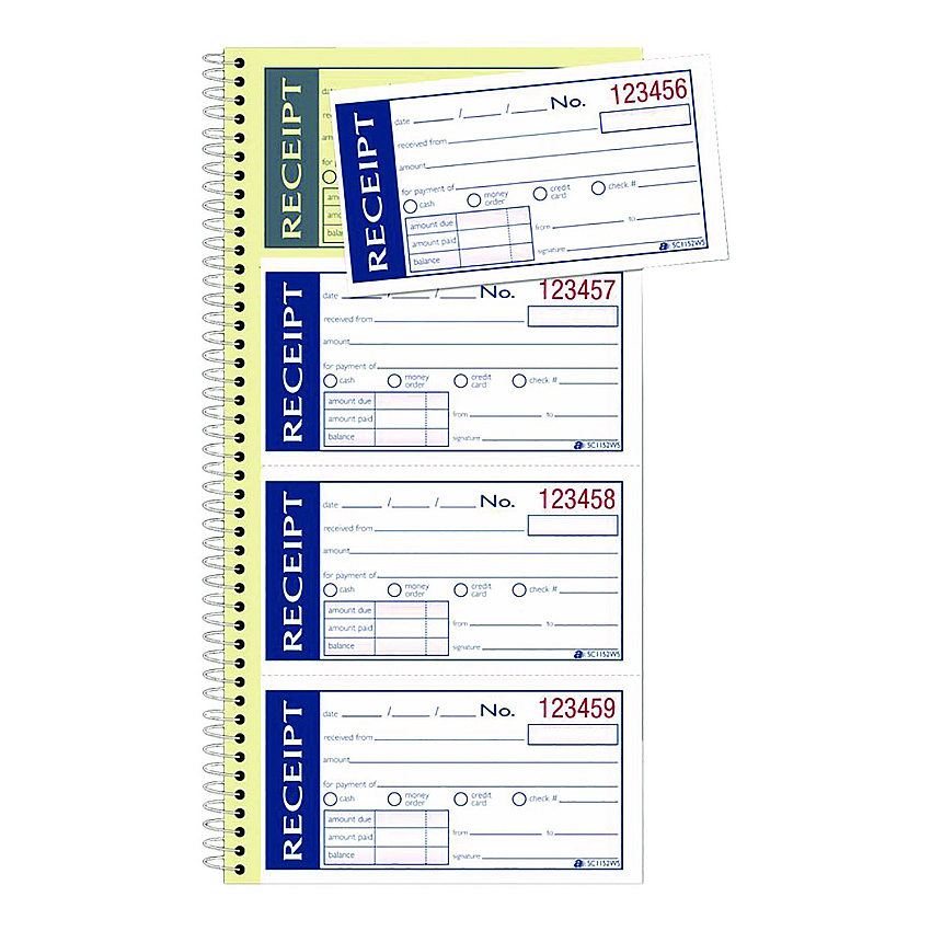 Adams Write 'n Stick Receipt Book, Two-Part Carbonless, 4.75 x 2.75, 4 Forms/Sheet, 200 Forms Total (SC1152WS)