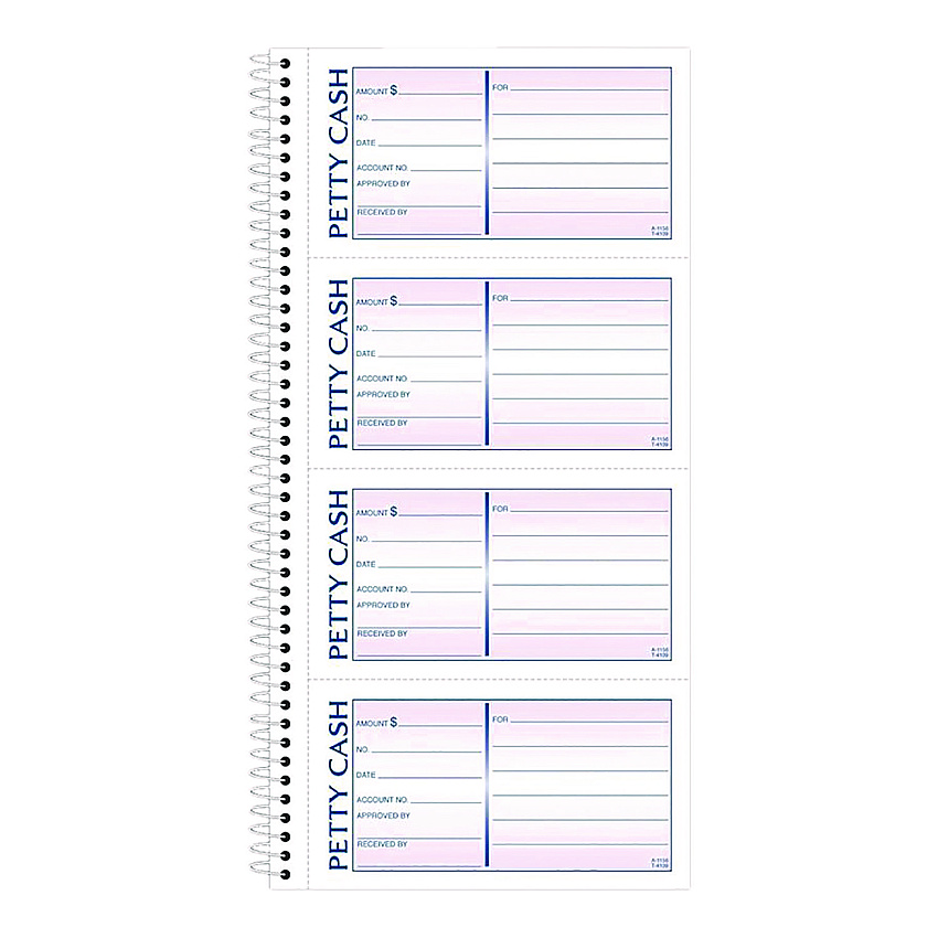 Adams Petty Cash Receipt Book, Two-Part Carbonless, 5 x 2.75, 4 Forms/Sheet, 200 Forms Total (SC1156)