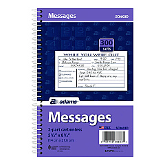 Adams While You Were Out Messages Book, Two-Part Carbonless, 5 x 2.83, 3 Forms/Sheet, 300 Forms Total (SC8603D)