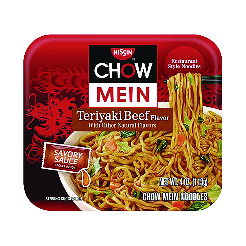 Nissin Teriyaki Beef Chow Mein Noodles, 4 oz Bowl, 8/Carton (NIS08723)