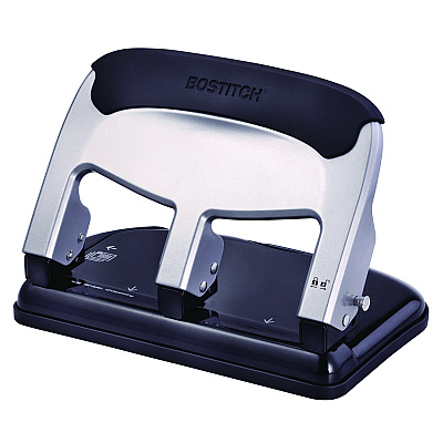 Bostitch 40-Sheet EZ Squeeze Three-Hole Punch, 9/32" Hole, Silver/Black (HP40)