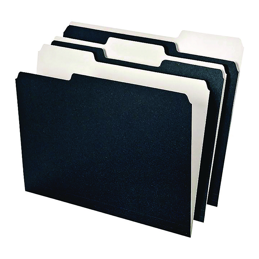 Ampad Earthwise Pendaflex File Folders, 1/3-Cut Tabs: Assorted, Letter Size, Black/White, 50/Box (16101)